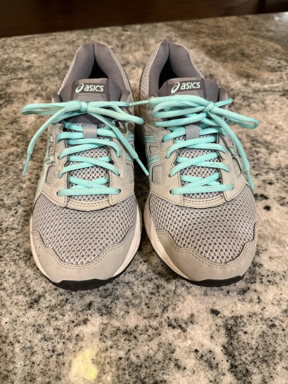 ASICS Gray Mesh Women's Running Sneakers with Mint Laces